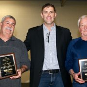 Lemoore Parks and Recreation Director Jason Glick with Volunteers of the Year Joe Correia and Frank Bernhardt.